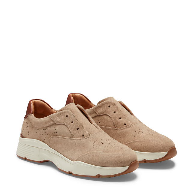 Sneaker Hobo Running in pelle e suede da donna sabbia