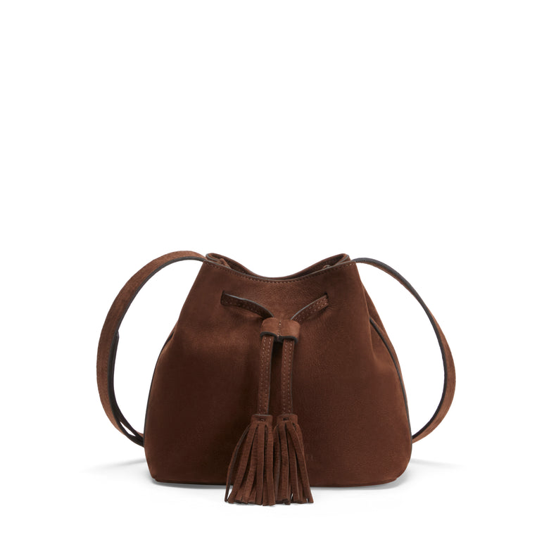 Bolso bombonera de nobuk color castaña