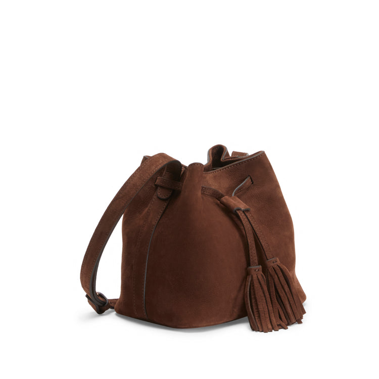 Bolso bombonera de nobuk color castaña