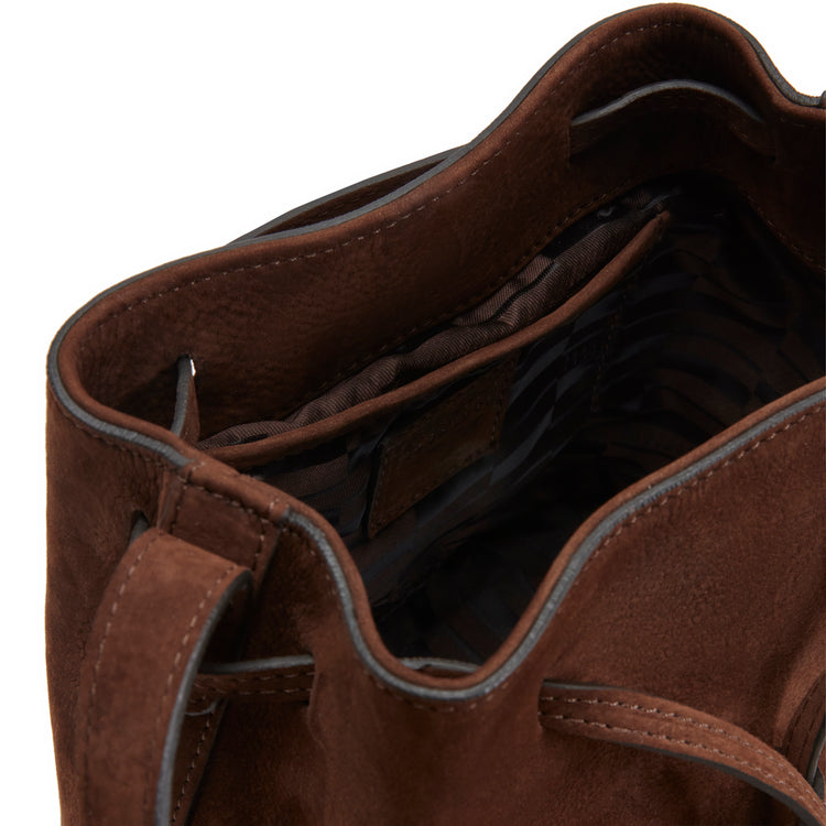 Bolso bombonera de nobuk color castaña