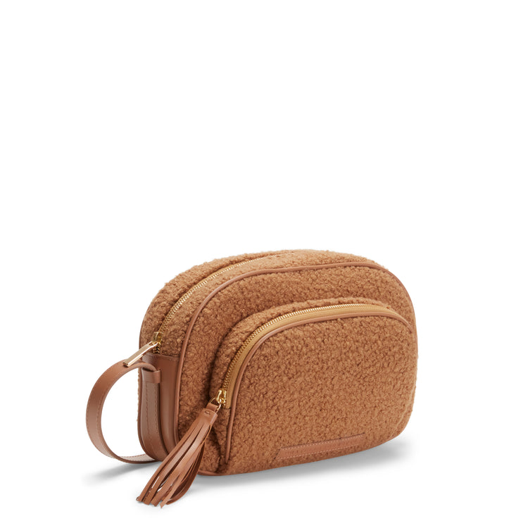 Brera walnut-coloured leather shoulder bag