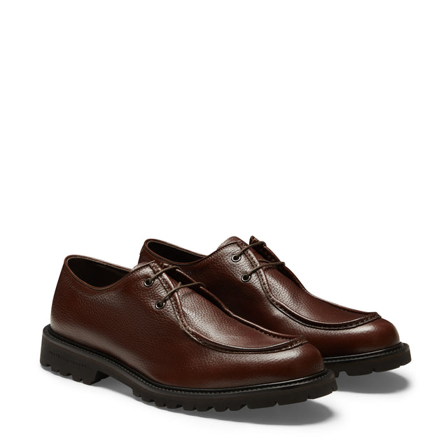 Zapatos de cordones Derby de piel marrón para hombre