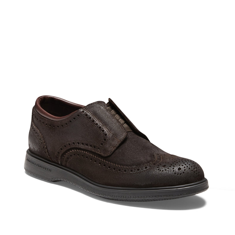 Stringata Derby brogue da uomo color cacao