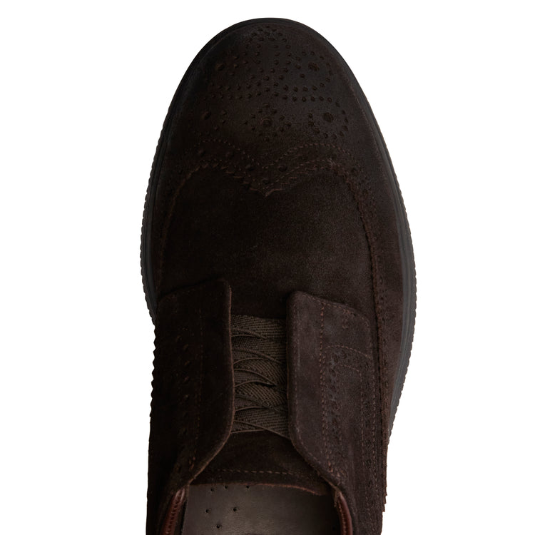 Stringata Derby brogue da uomo color cacao