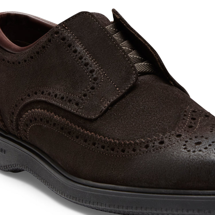 Stringata Derby brogue da uomo color cacao
