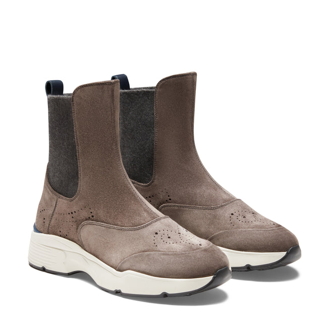 Chelsea boot in suede da donna color acciaio