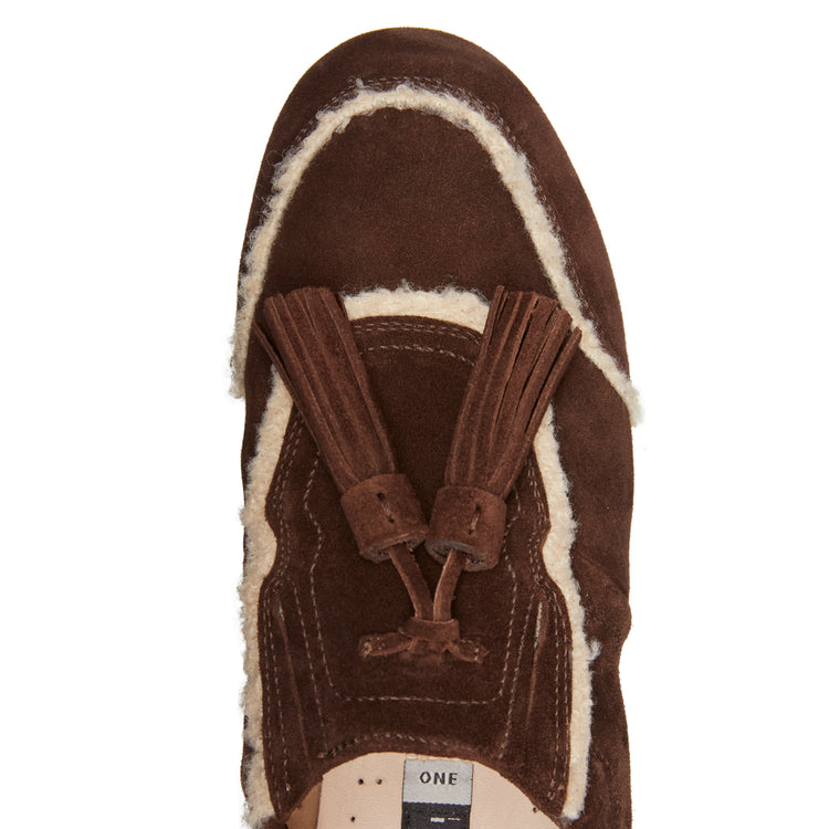 Sneaker Grace in suede da donna color cacao