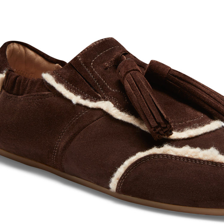 Sneaker Grace in suede da donna color cacao