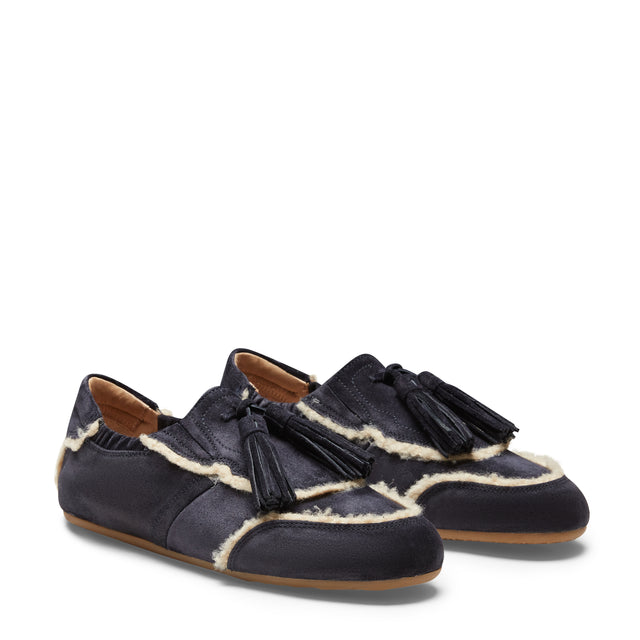Sneaker Grace in suede da donna color navy