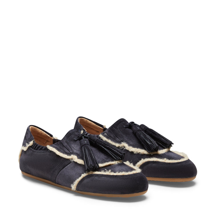 Sneaker Grace in suede da donna color navy
