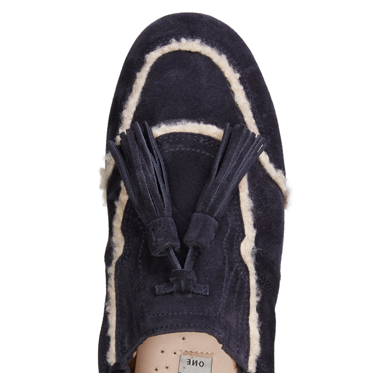 Sneaker Grace in suede da donna color navy