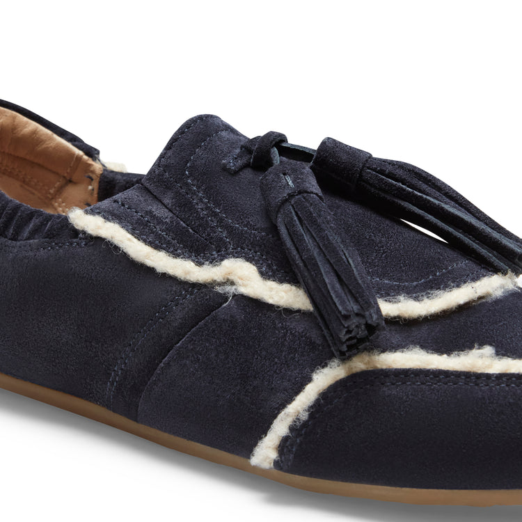 Sneaker Grace in suede da donna color navy