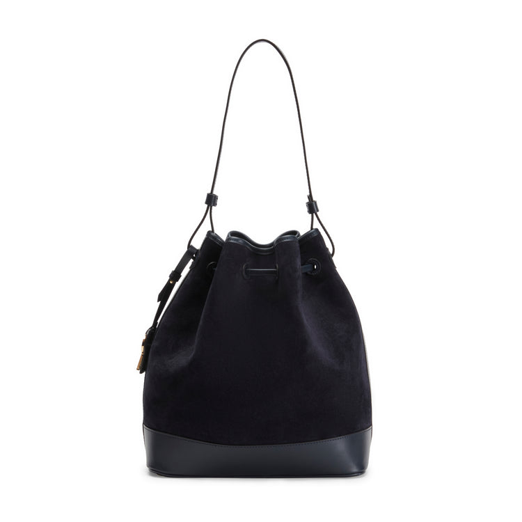 Borsa a secchiello Royal in suede e pelle navy