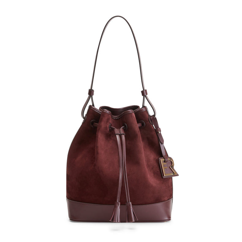 Borsa a secchiello Royal bordeaux in suede e pelle