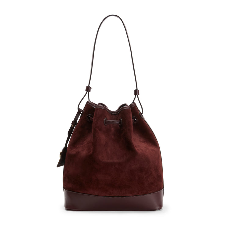 Borsa a secchiello Royal bordeaux in suede e pelle