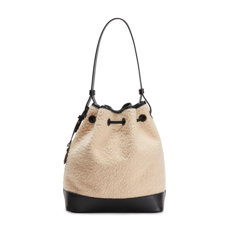 Two-tone Royal bucket bag in fabric and leather
