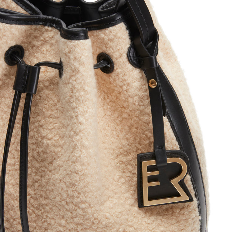 Two-tone Royal bucket bag in fabric and leather