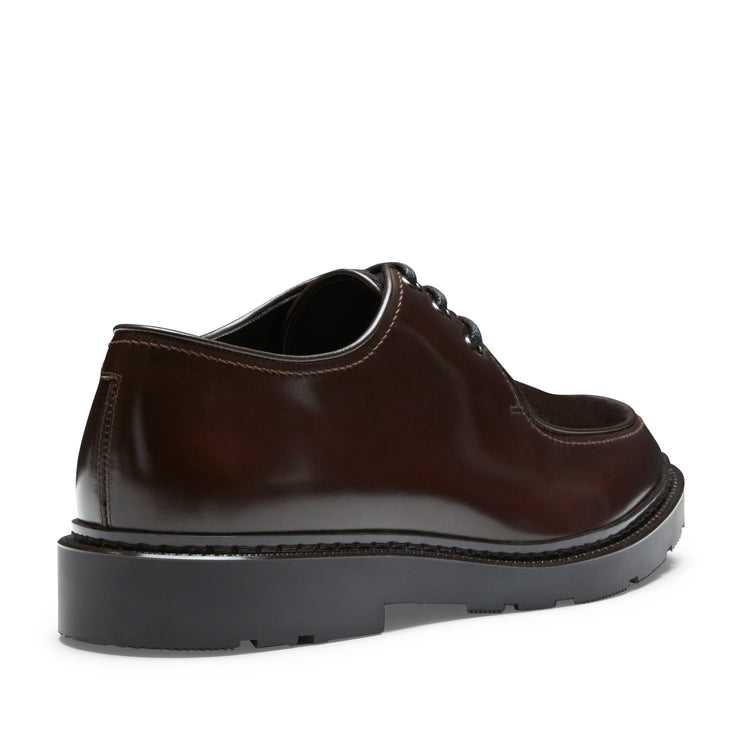 Stringata Derby in pelle da uomo color cacao