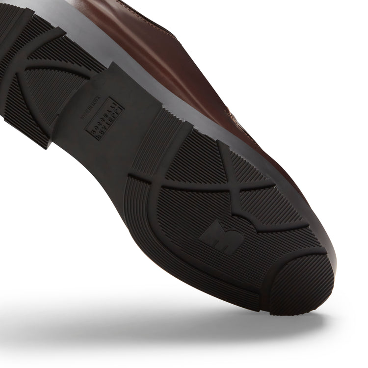 Stringata Derby in pelle da uomo color cacao