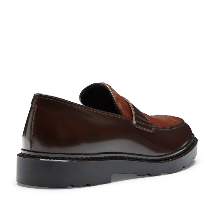 Mocassino in pelle da uomo marrone e cognac