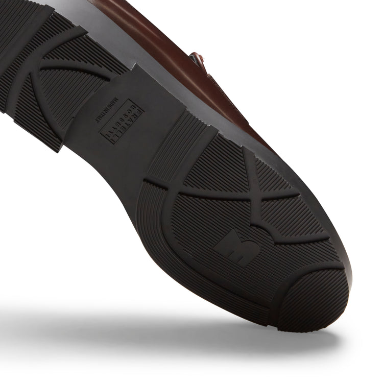 Mocassino in pelle da uomo marrone e cognac