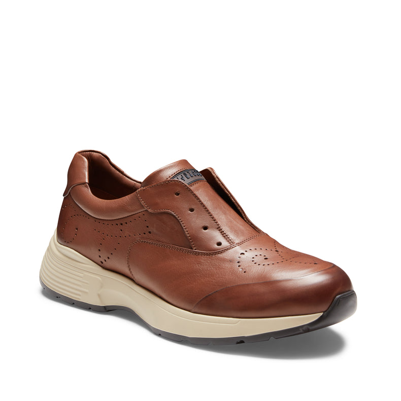 Sneaker in pelle mandorla suola bicolore da uomo
