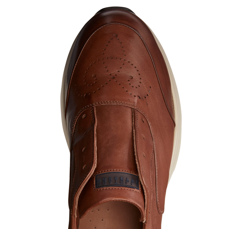 Sneaker in pelle mandorla suola bicolore da uomo