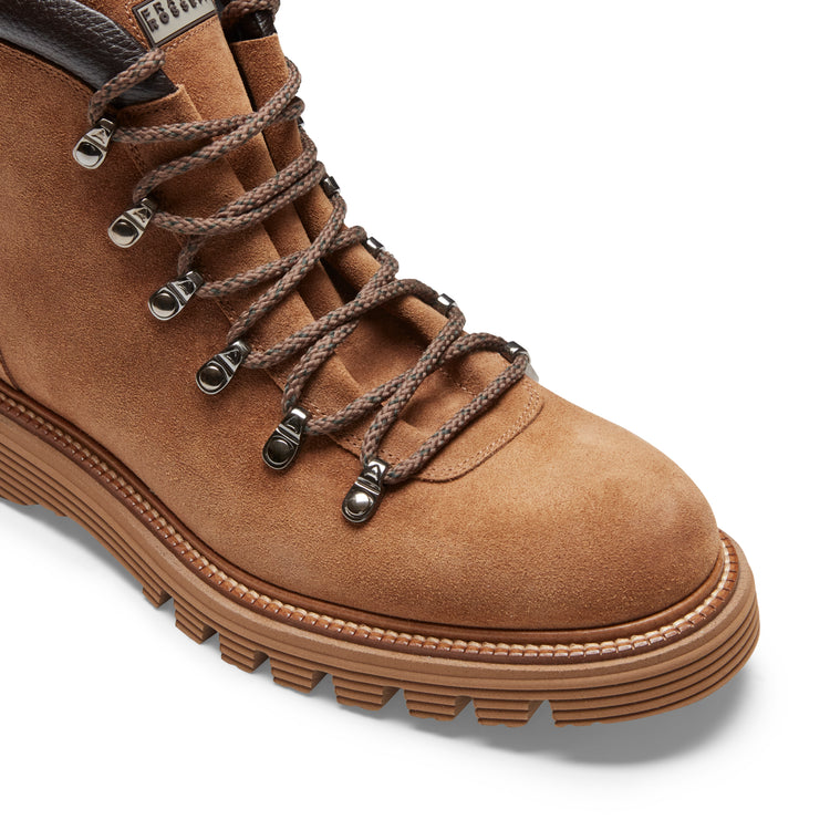 Schnürstiefelette aus biberfarbenem Wildleder für Herren