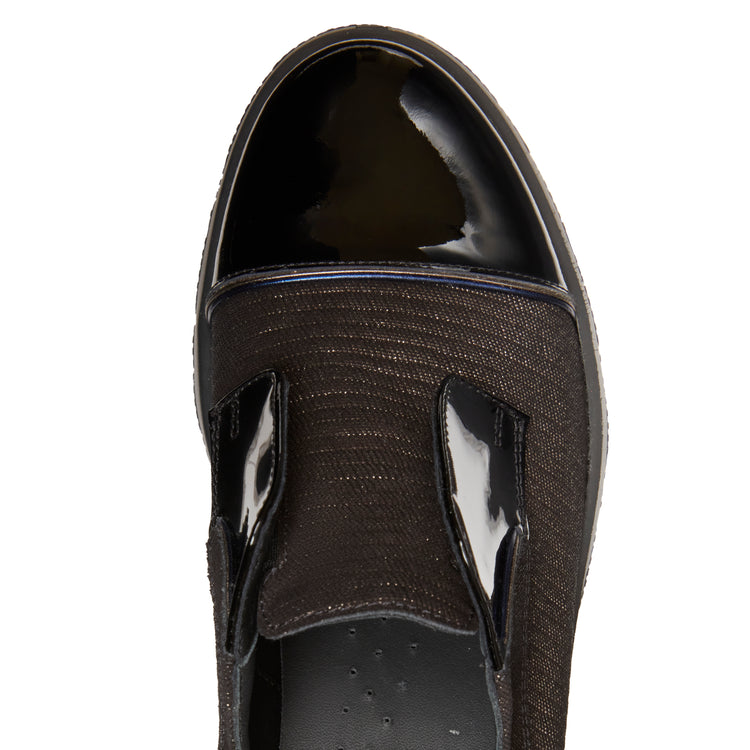 Women's black suede and leather sneaker