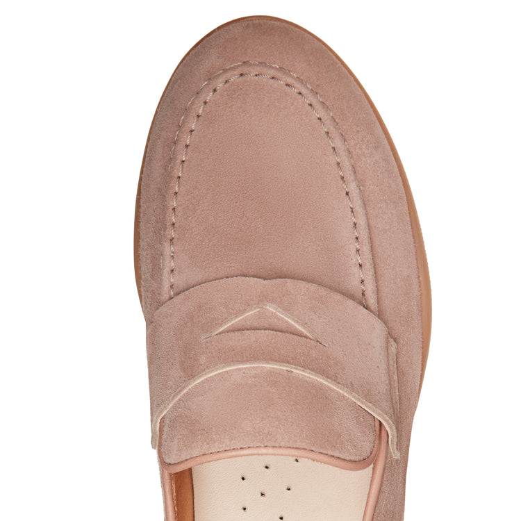 Mocassino Kyoto in suede da donna color cipria