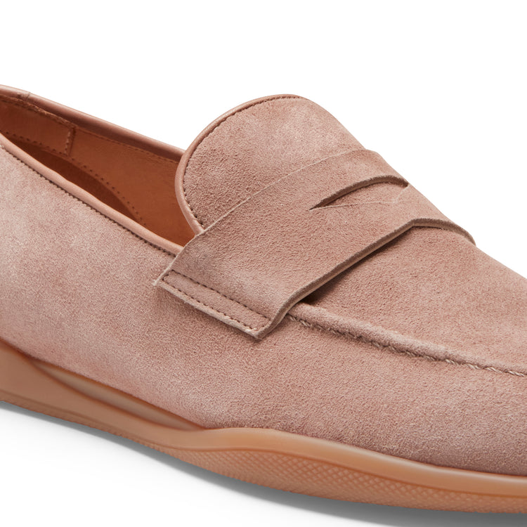 Mocassino Kyoto in suede da donna color cipria
