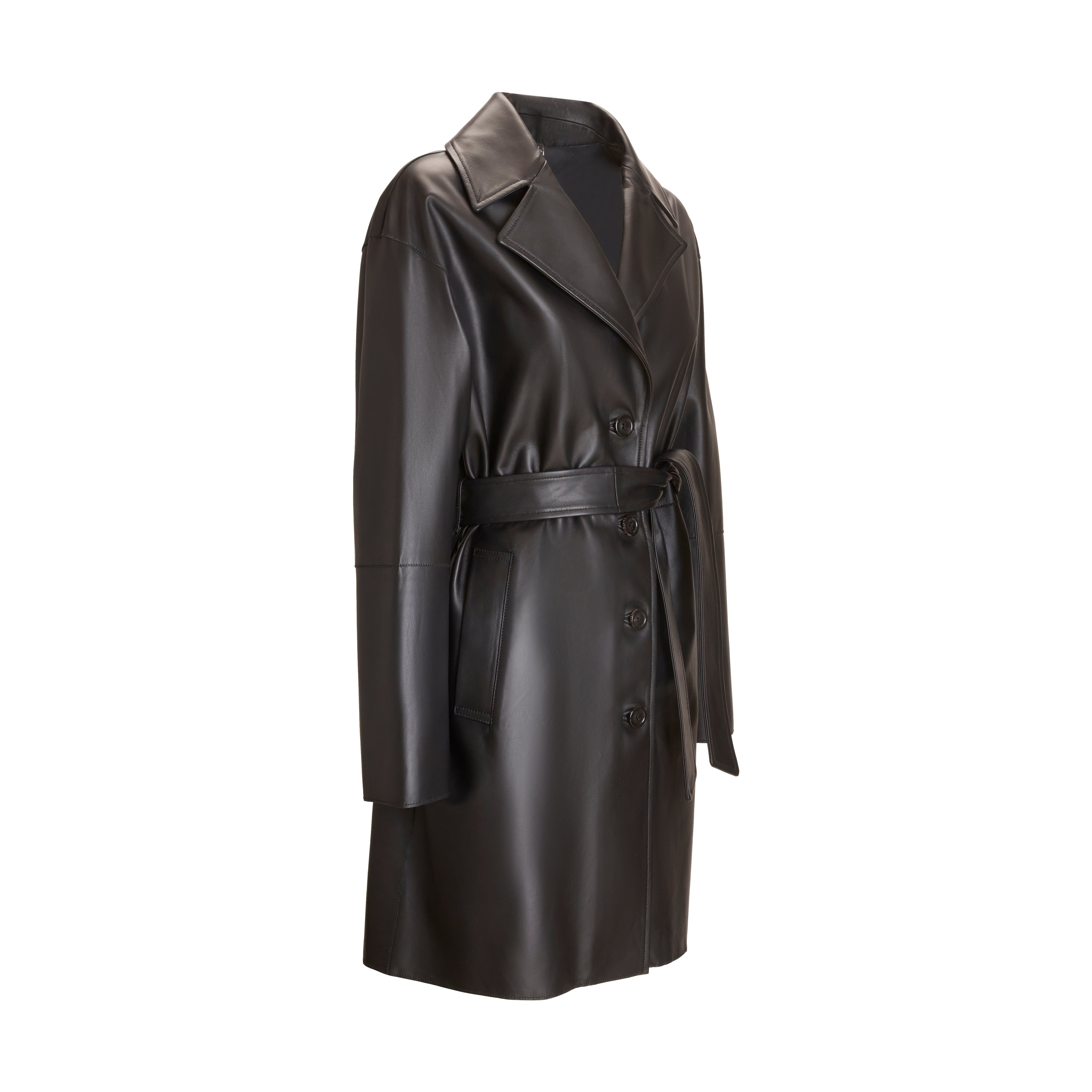 Women's Black Leather Coat - Fratelli Rossetti