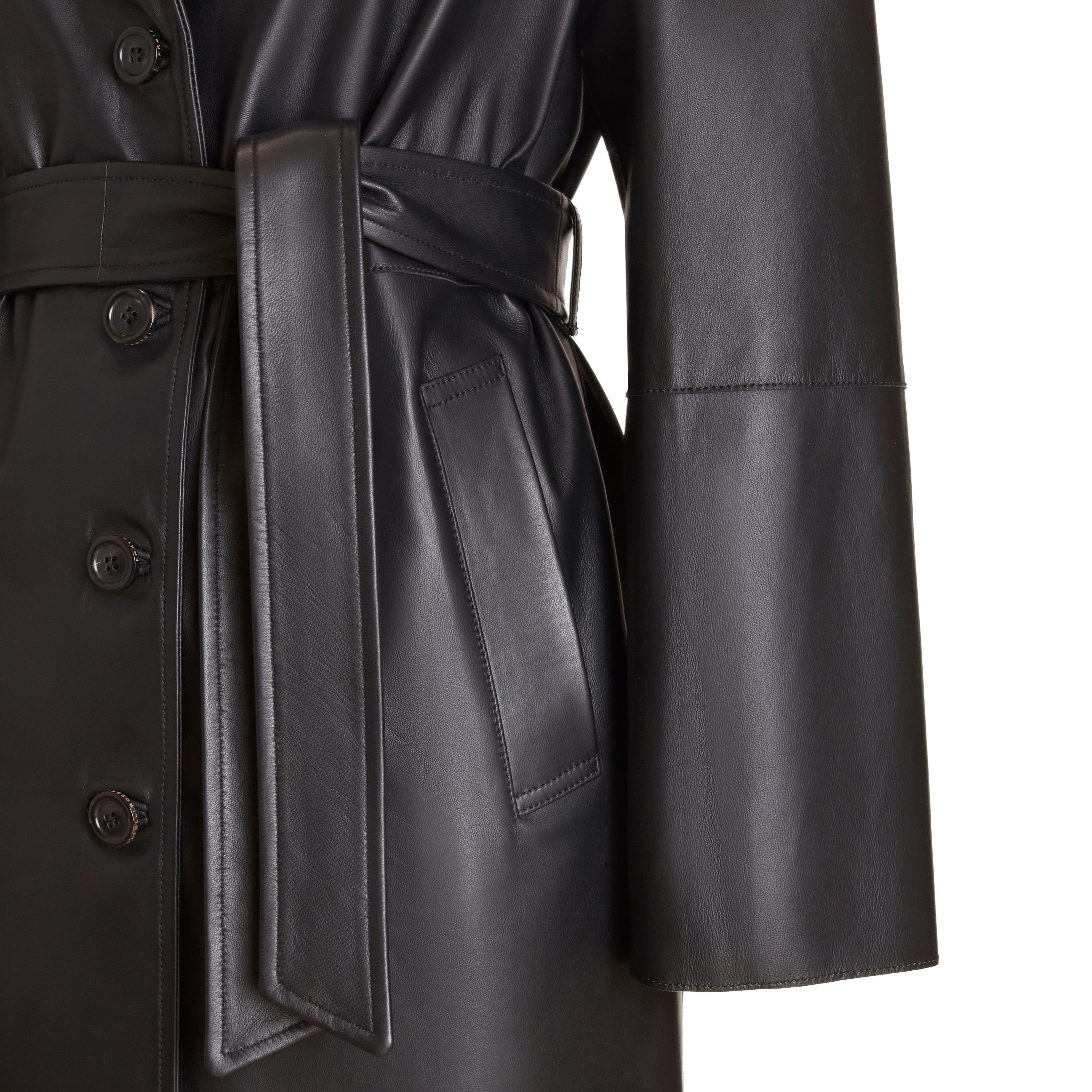 Women's Black Leather Coat - Fratelli Rossetti