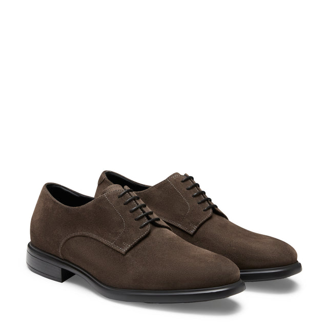 Stringata Derby Brogue Richard in suede da uomo antracite