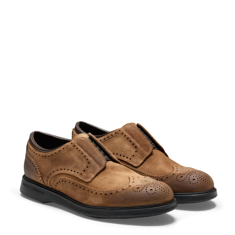 Stringata Derby in suede da uomo color castoro