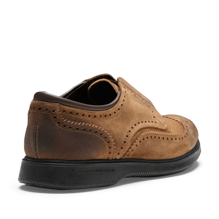 Stringata Derby in suede da uomo color castoro
