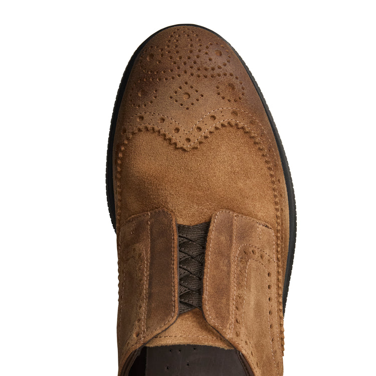 Stringata Derby in suede da uomo color castoro