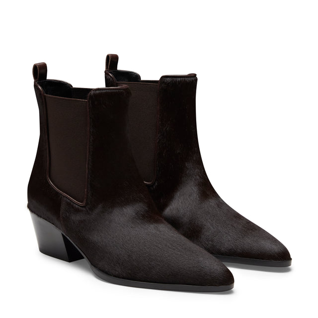 Women's brogue Chelsea boot in cocoa brown suede