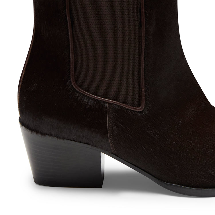 Women's brogue Chelsea boot in cocoa brown suede