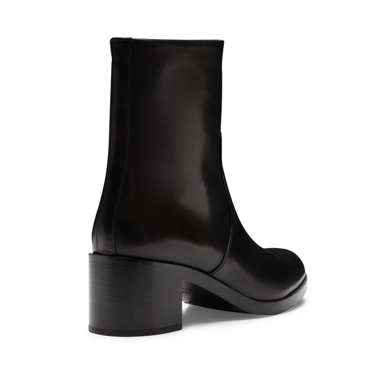 Bottines en cuir lisse noir pour femmes
