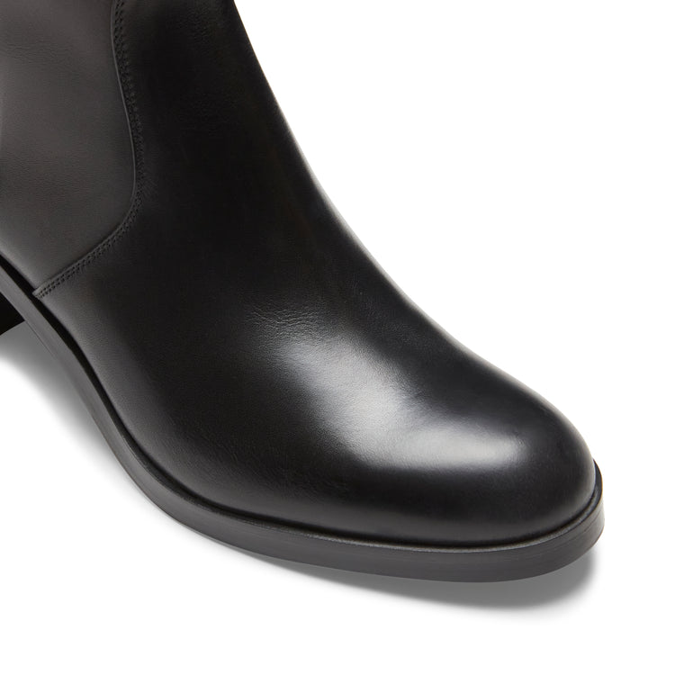 Bottines en cuir lisse noir pour femmes