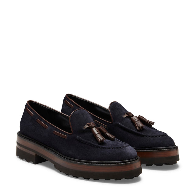 Mocasín Brera de ante azul marino para mujer