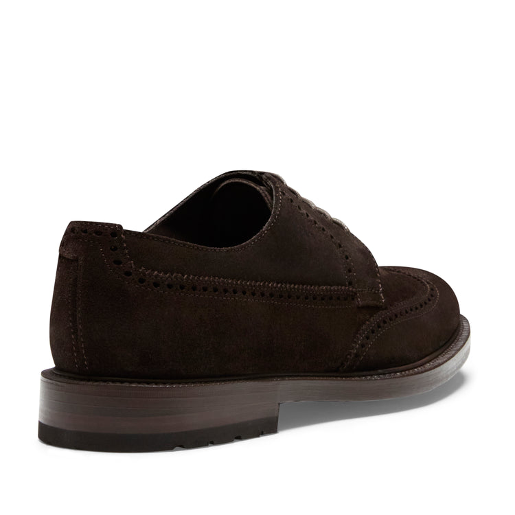 Stringata Derby brogue in suede da uomo color cacao