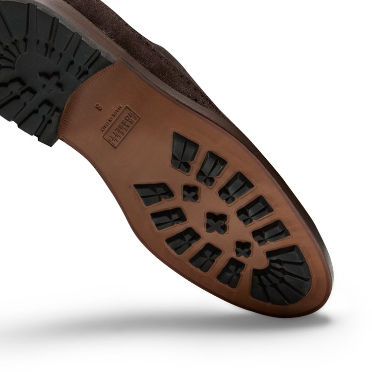 Stringata Derby brogue in suede da uomo color cacao