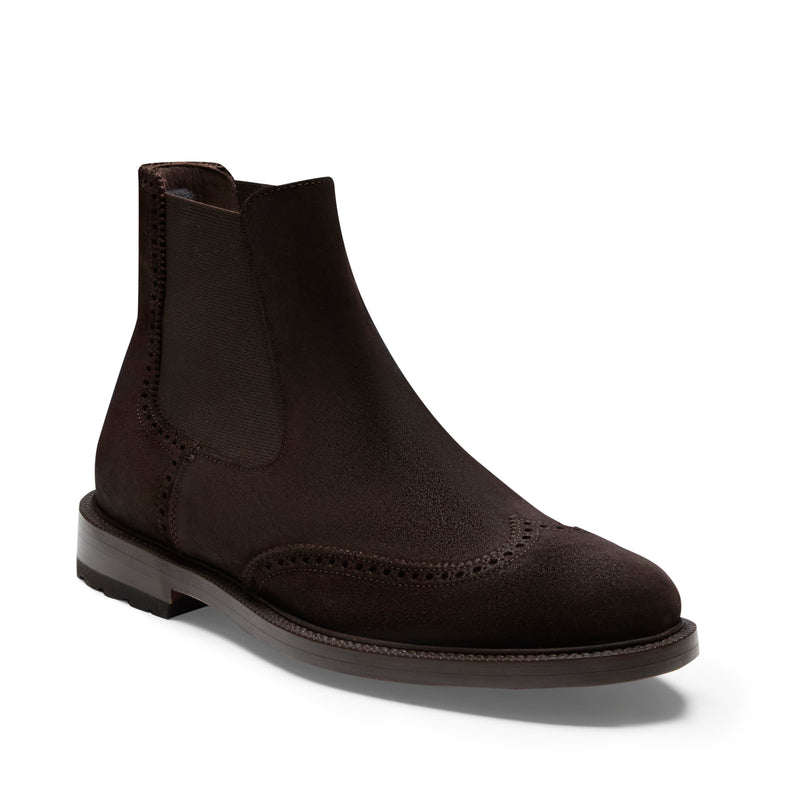 Chelsea boot brogue da uomo in suede cacao