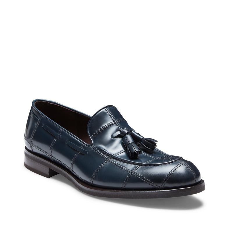 Mocassins Brera à carreaux en cuir bleu marine pour hommes