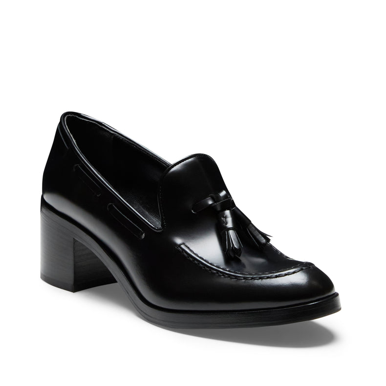 Mocasín Brera de tacón medio de piel de color negro para mujer