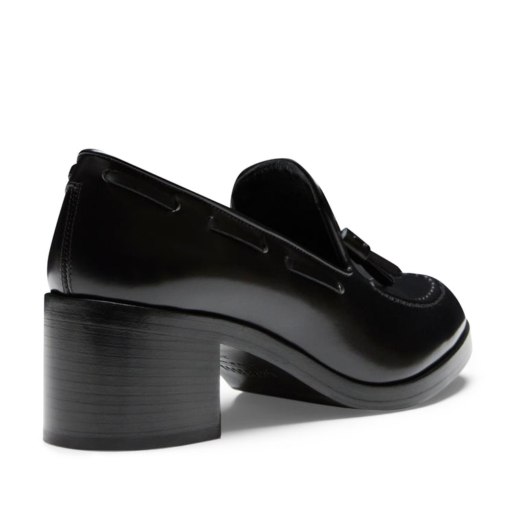 Mocasín Brera de tacón medio de piel de color negro para mujer