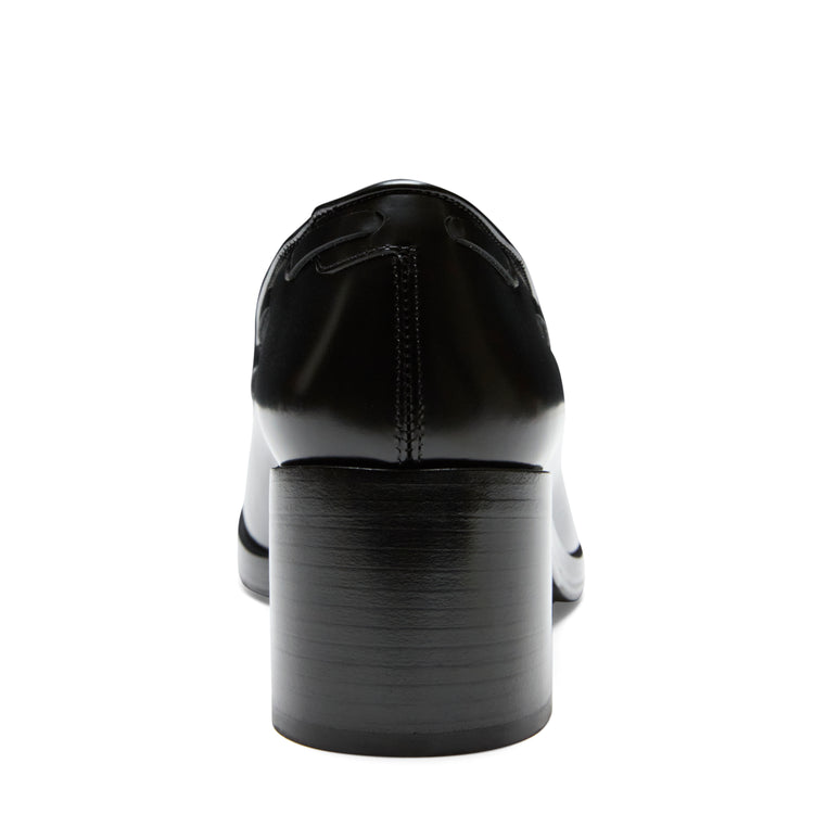 Mocasín Brera de tacón medio de piel de color negro para mujer