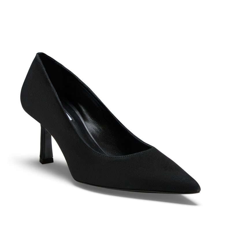 Black suede high-heel pump